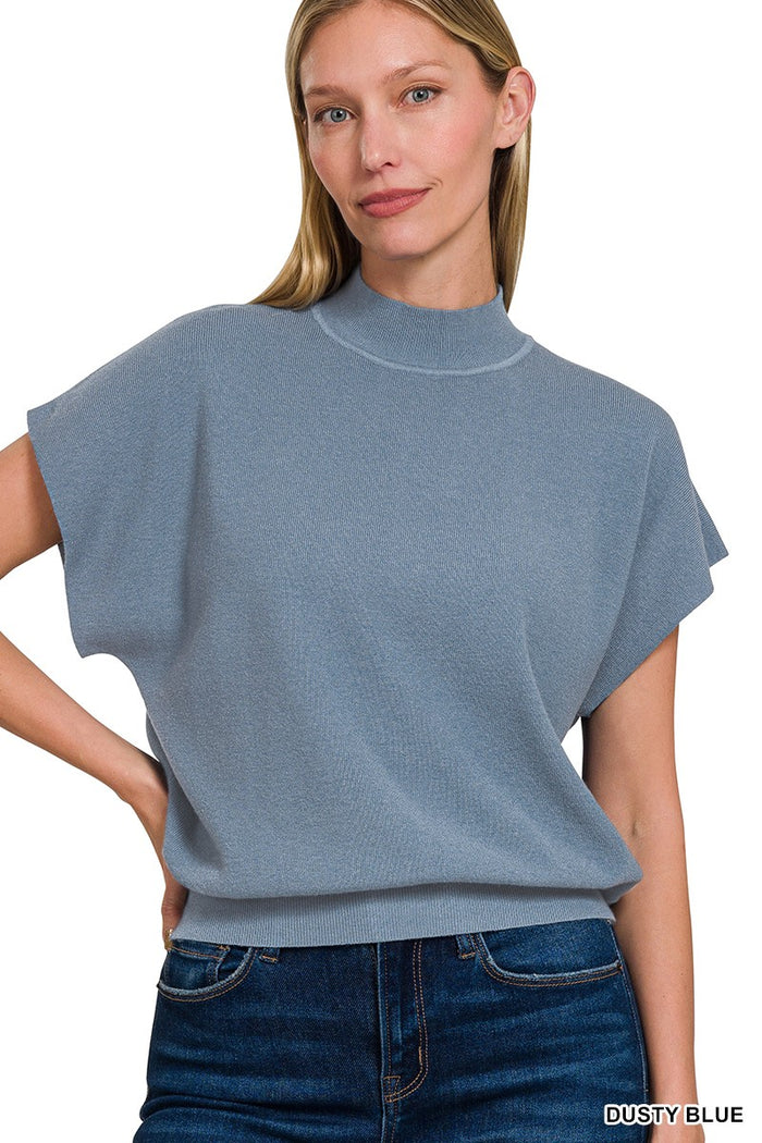 Molly Mockneck Top (dusty blue)