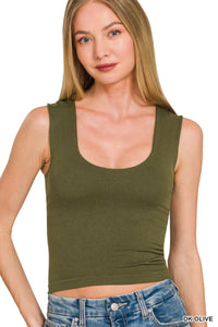 Seamless U-Neck Tank (olive)
