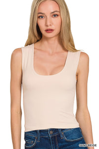 Seamless U-Neck Tank (sand beige) - GEORGE-MARY'S