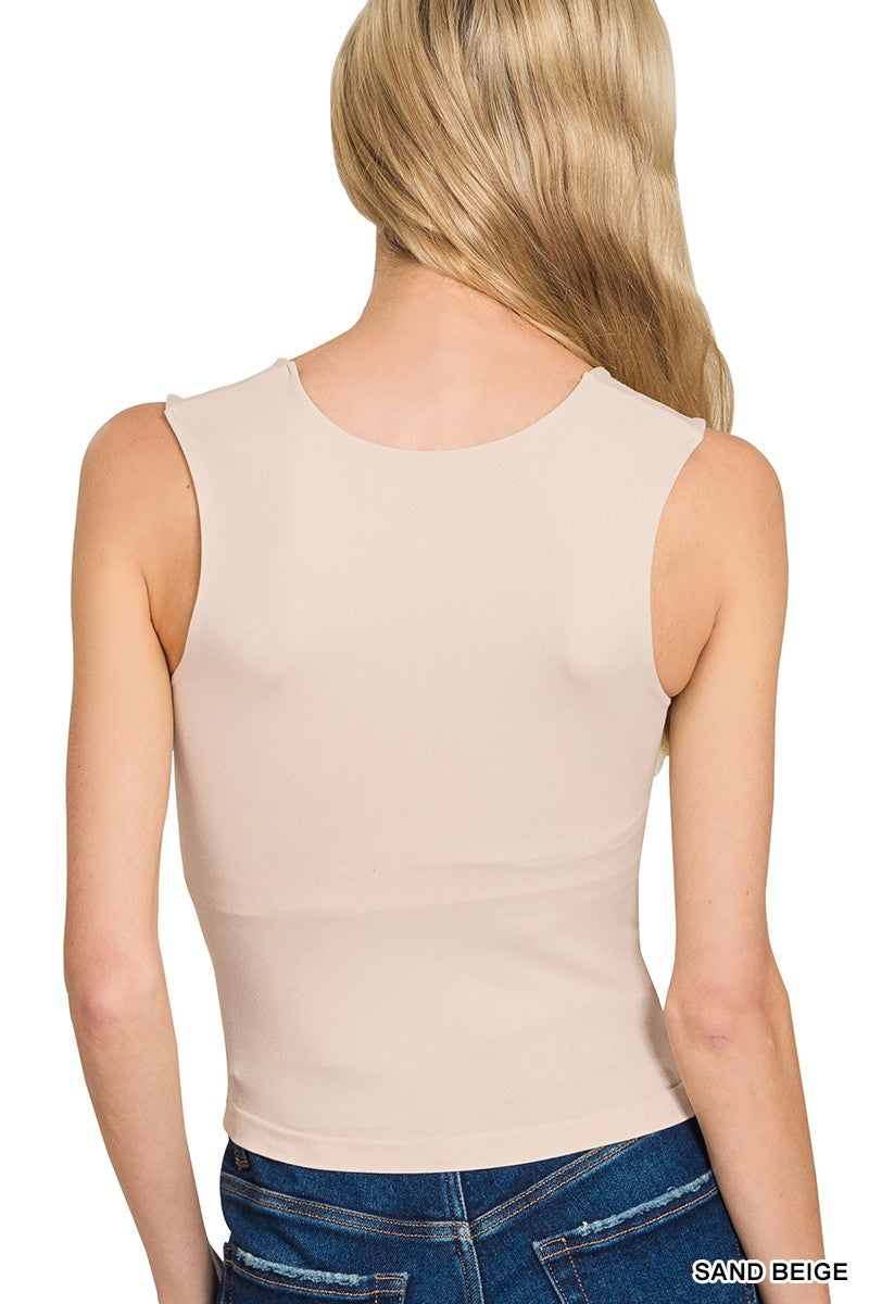 Seamless U-Neck Tank (sand beige) - GEORGE-MARY'S