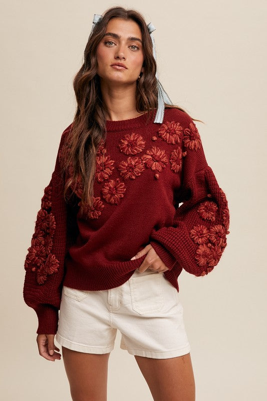 Blooms Sweater (maroon)