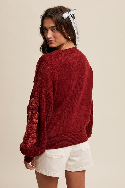 Blooms Sweater (maroon)