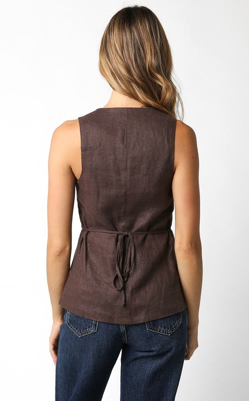 Blair Linen Top (chocolate)