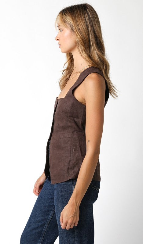 Blair Linen Top (chocolate)