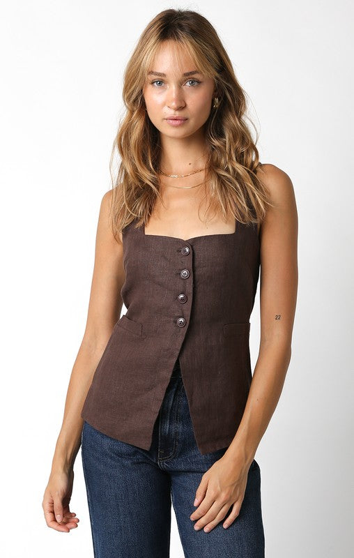 Blair Linen Top (chocolate)