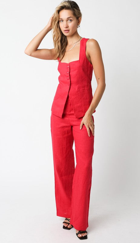 Blair Linen Pants (dark red)