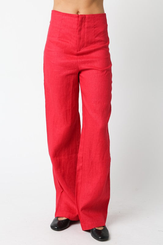 Blair Linen Pants (dark red)