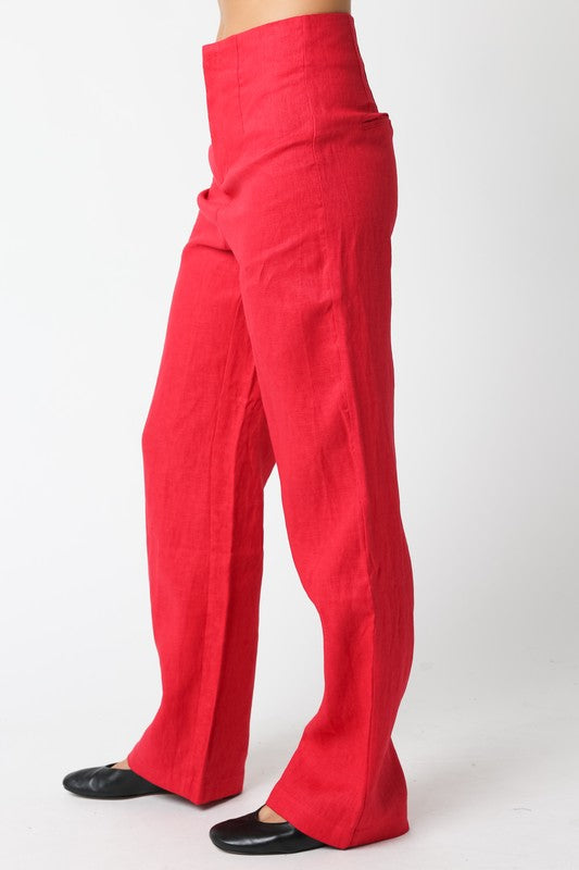 Blair Linen Pants (dark red)