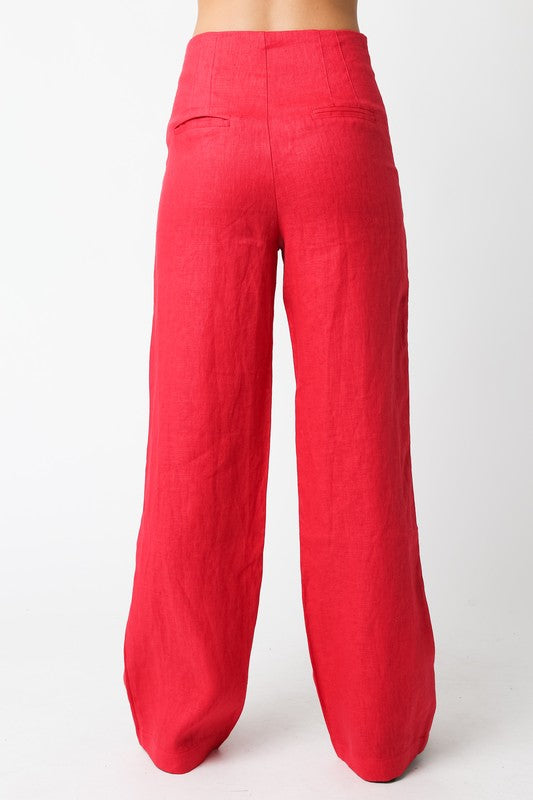 Blair Linen Pants (dark red)