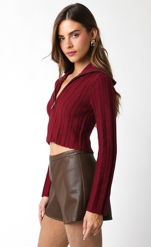 Kendal Sweater Top (burgundy)