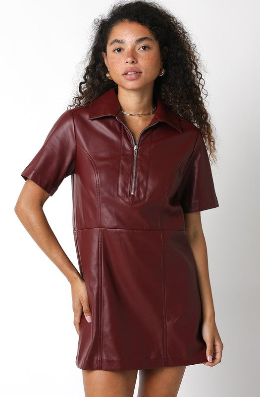 Maroon Leather Dress