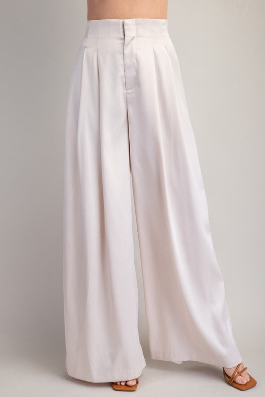 Satin Pleated Trousers