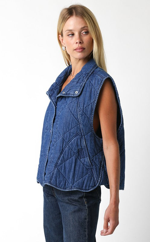 BEST SELLER Quilted Denim Vest