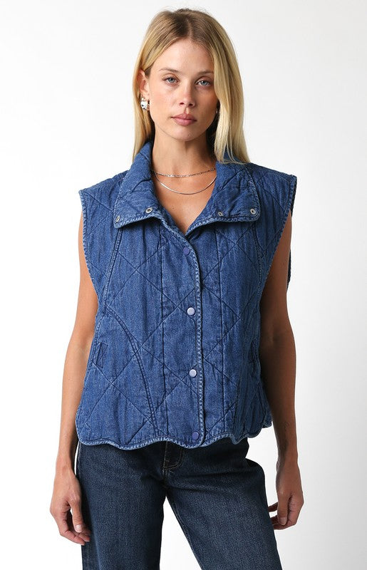 BEST SELLER Quilted Denim Vest