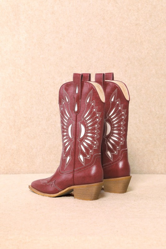 The Ruby Western Boots (burgundy)