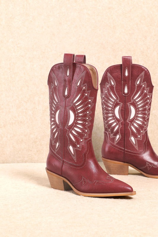 The Ruby Western Boots (burgundy)