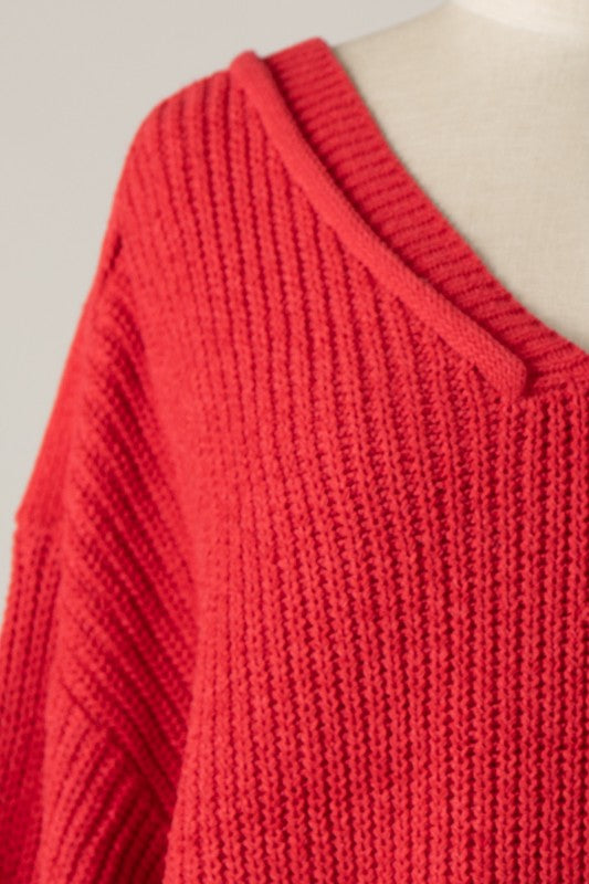 Dasher V-Neck Sweater (red)