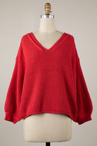 Dasher V-Neck Sweater (red)