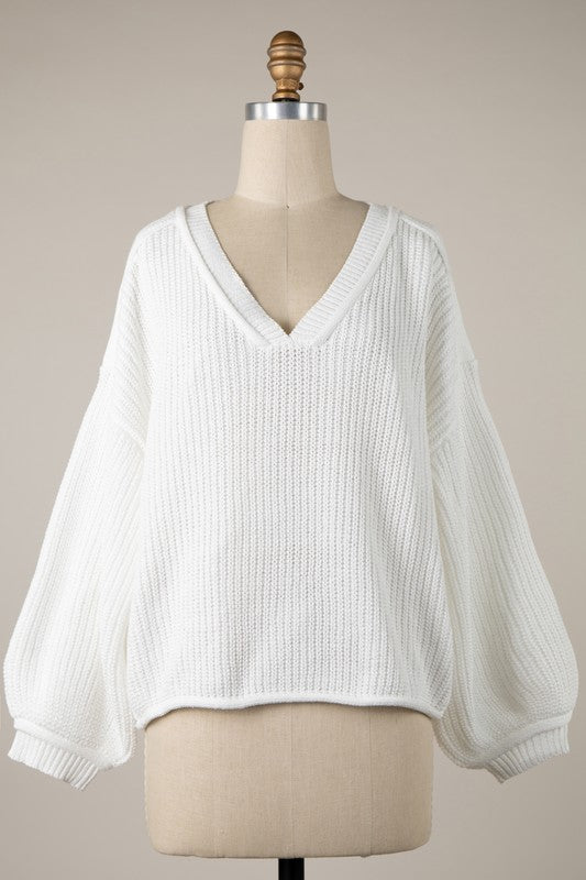 Dasher V-Neck Sweater (white)