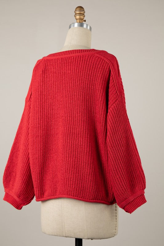 Dasher V-Neck Sweater (red)