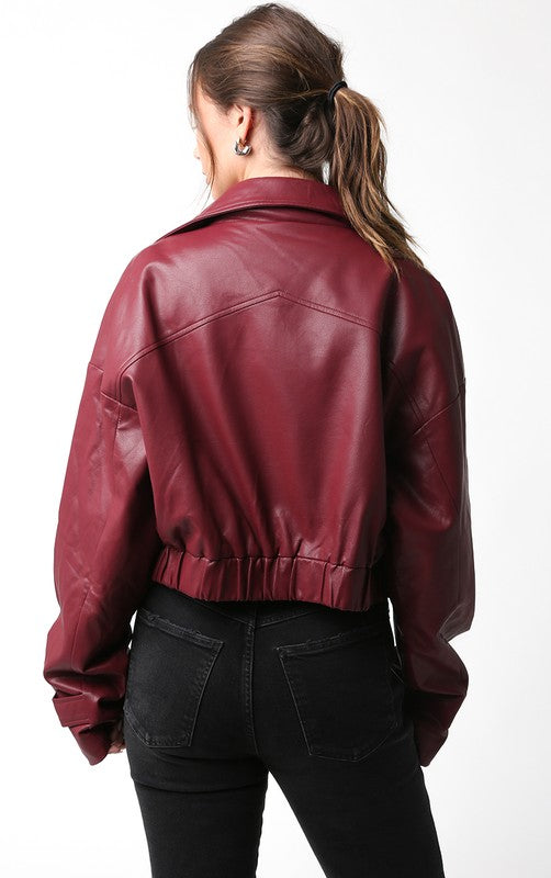 Annie Pleather Jacket (burgundy)