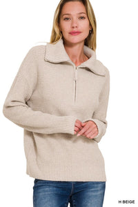 Porter Half Zip Sweater (heather mocha)