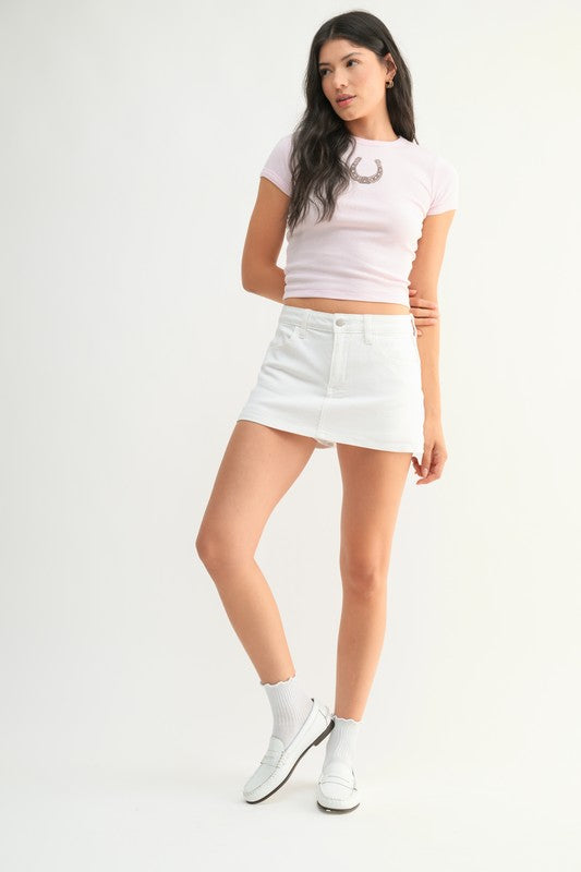 White Denim Skort