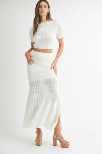 Pointelle Knit Skirt (white)