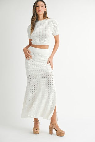 Pointelle Knit Skirt (white)