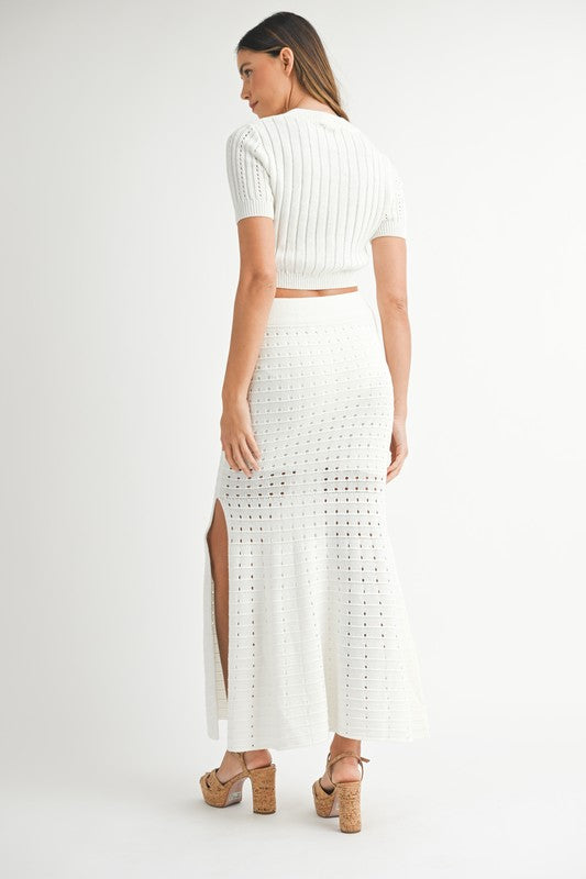 Pointelle Knit Skirt (white)