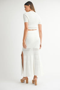 Pointelle Knit Skirt (white)