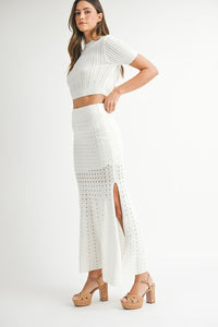 Pointelle Knit Skirt (white)