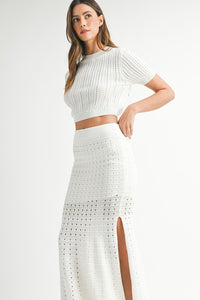 Pointelle Knit Skirt (white)