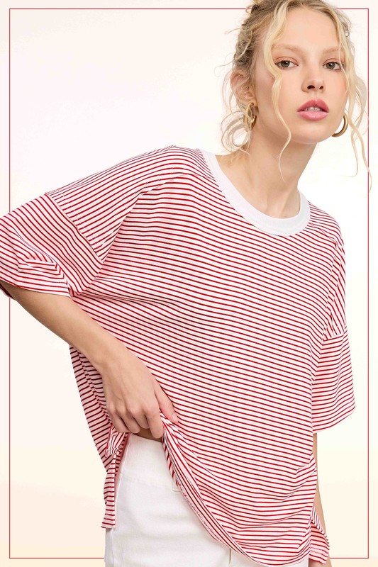 Backroads Drop Shoulder Tee (tomato) - GEORGE-MARY'S