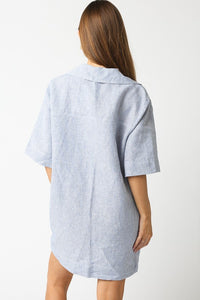 Linen Striped Pocket Dress (blue)