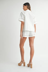 Lacey Louise Eyelet Bow Tie Top