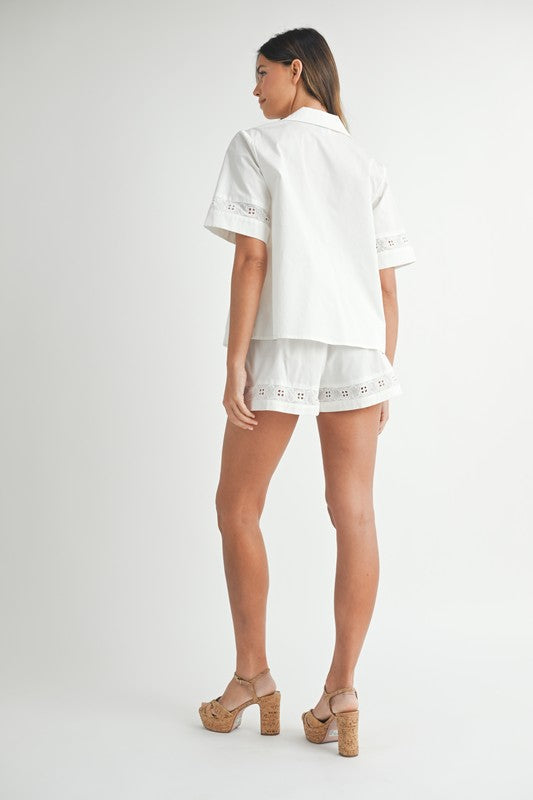 Lacey Louise Eyelet Bow Tie Top