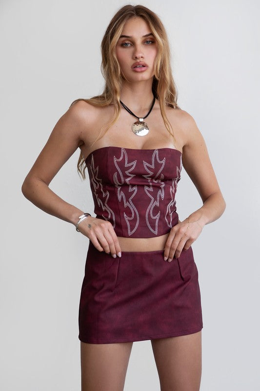 Riley Cherry Suede Skort