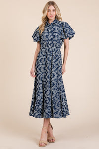 Denim Patterned Midi Dress