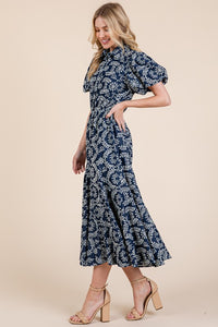 Denim Patterned Midi Dress