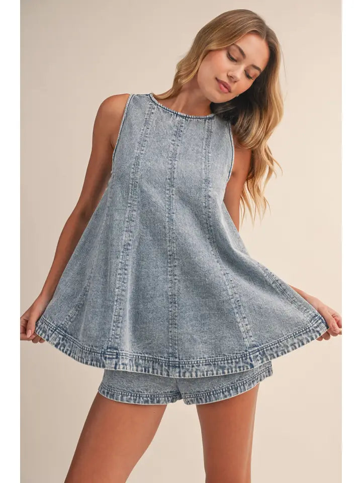 Trapeze Denim Shorts