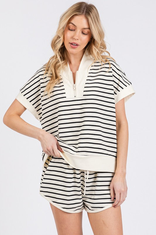 Striped Prep Half Zip Top