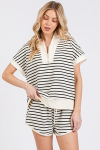 Striped Prep Half Zip Top