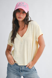 Vaca V-Neck Tee (butter) - GEORGE-MARY'S