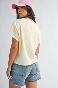 Vaca V-Neck Tee (butter) - GEORGE-MARY'S