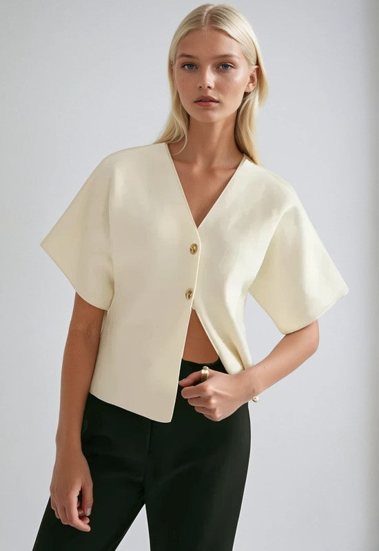 Metal Button Gameday Cardigan (ivory)