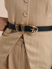 Pebble Dome Buckle Belt in Black - GEORGE-MARY'S