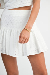 Eyelet Flare Mini Skirt