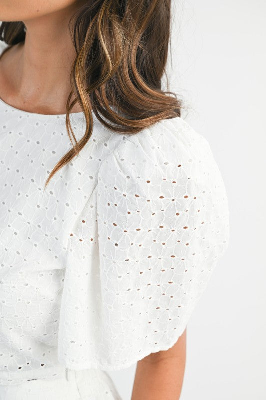 Eyelet Flare Mini Skirt