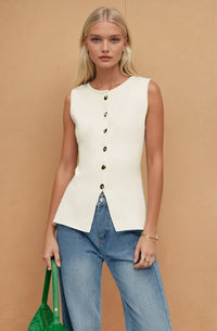 Metal Button Game Day Vest (white)